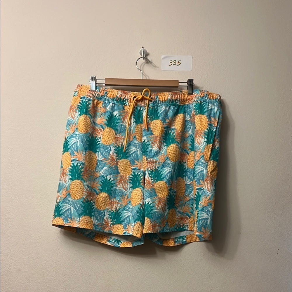 Vibrant Yellow and Green Board Shorts with Elastic Waistband
